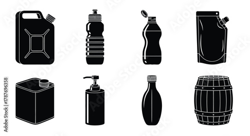 Various container types vector illustration packaging and storage icon
