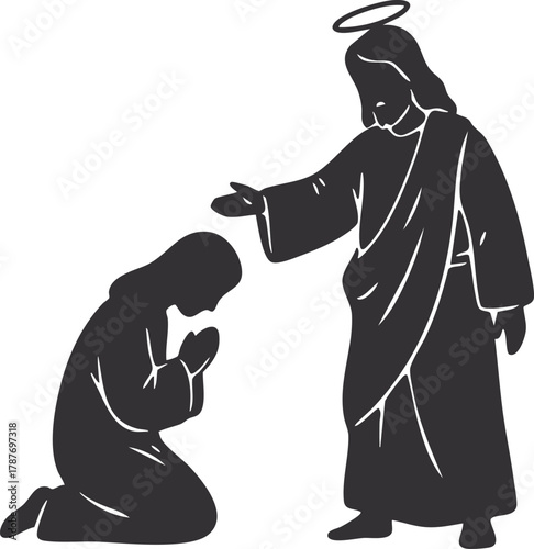 Jesus healing a person, Illustration of spiritual healing design art for graphic resources