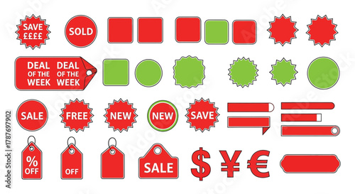 Vector sale tags and labels set for promotion and discount offer