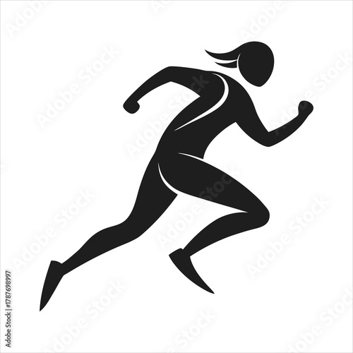 Running Person Silhouette Icon – Sport and Energy Vector Symbol
