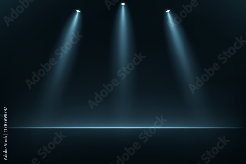 Empty Dark Blue studio background. Empty room with light effect. Empty Room Studio with table. Space for selling products, backdrop, wallpaper, background, text. Gradient table. Vector illustration.