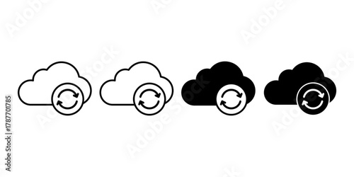 Cloud Sync Black Icon Bundle for Online Backup and Data Synchronization Design