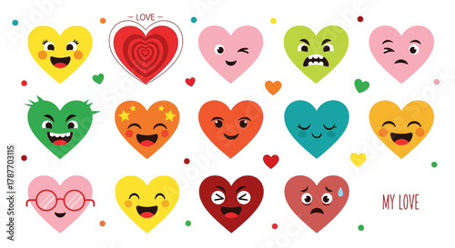 Colorful heart emoji vector illustration for valentine's day design