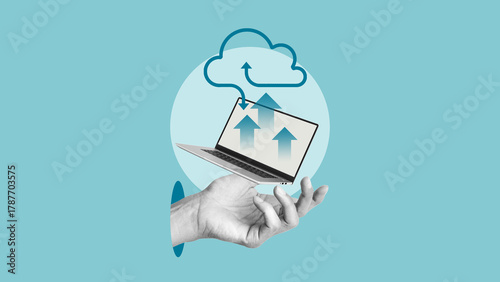 Uploading information to cloud storage, Data transfer protection and data center connection network. A digital service transfers data to a server or hosting service