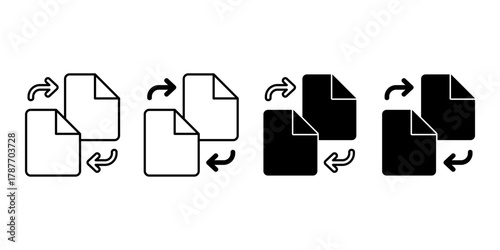 File Sharing Black Icon Bundle for Online Collaboration and Data Transfer System