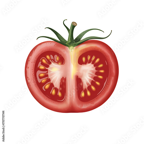 Wallpaper Mural A vibrant illustration of a halved tomato revealing its internal structure Torontodigital.ca