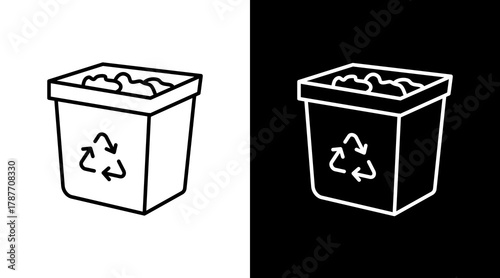 Trash Bin White Icon Set Design