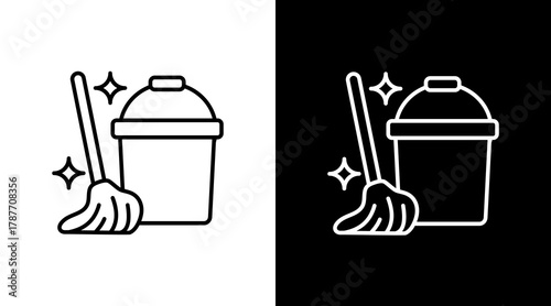 Janitor Tools White Icon Set Design