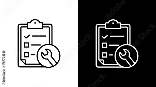 Maintenance Checklist White Icon Set Design
