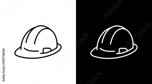 Safety Helmet White Icon Set Design