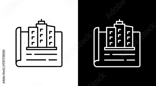 Building Map White Icon Set Design