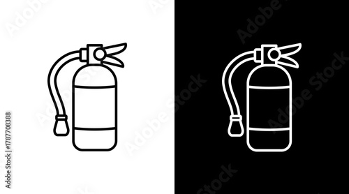 Fire Extinguisher White Icon Set Design