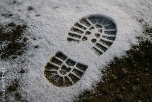 Footprints in the Snow: Traipsing through Winter's Frosty Landscape - Boot Prints and Track Marks in Isolated Nature Photography Adventure