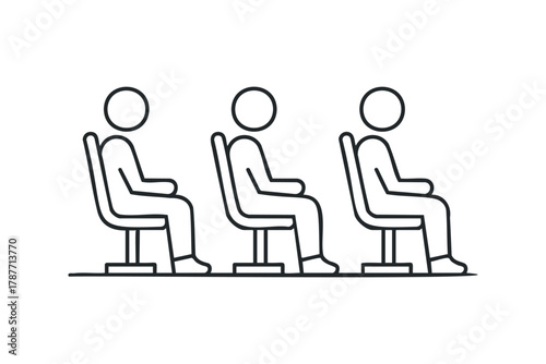 Three figures seated in row