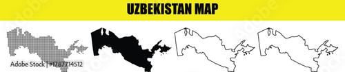 Hand made Uzbekistan map set in different styles vector illustration for infographic and design element By Adobe Illustrator