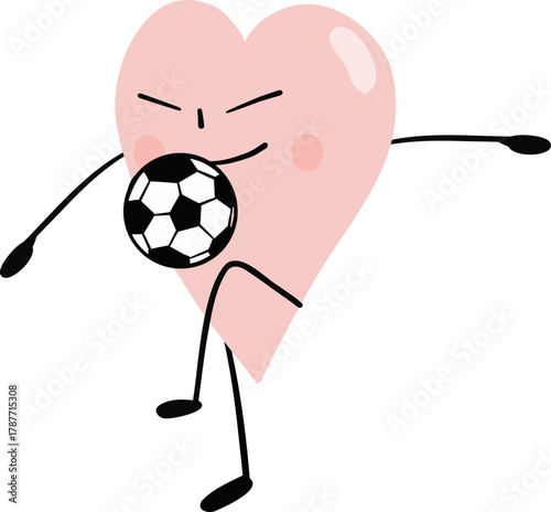 illustration of heart cute cartoon bouncing the football