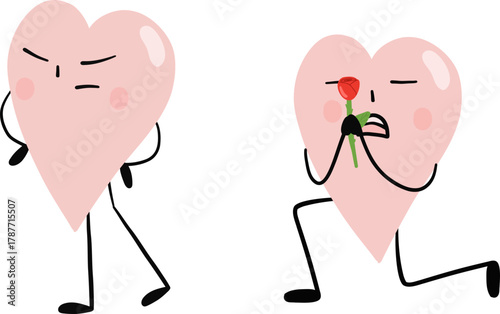 illustration of heart cute cartoon reconcile with rose