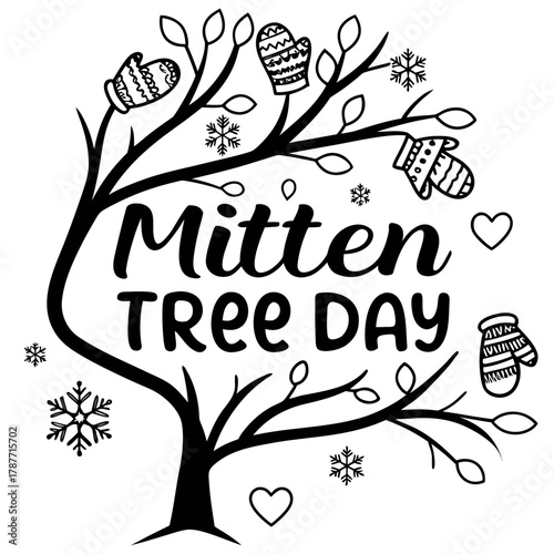 MITTEN TREE DAY vector illustration isolated on white background
