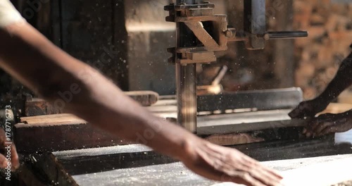 Rural Indian Laborers Sawing Timber Logs at a Traditional Sawmill | Authentic Wood Cutting Process