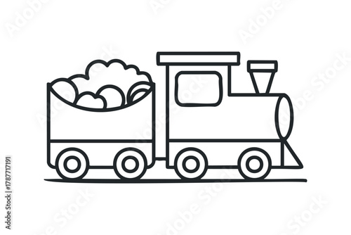 Toy steam engine with coal car