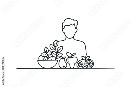 Person with assortment of fruits on table
