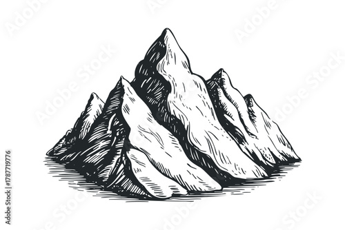 Sketch of mountain peaks in linework style