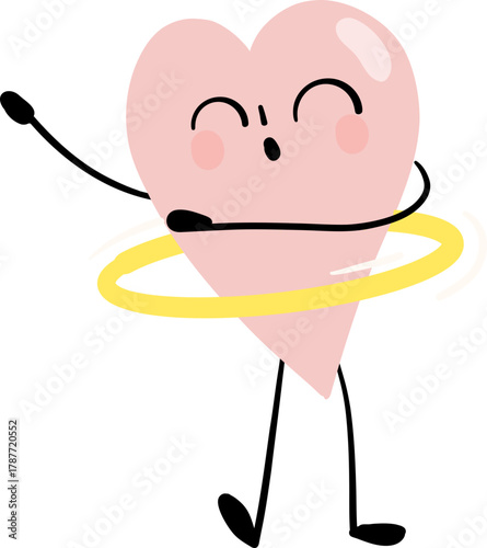 illustration of heart character  hulahoops