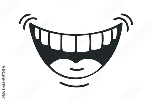 Exaggerated Smiling Mouth with Wide Open Teeth