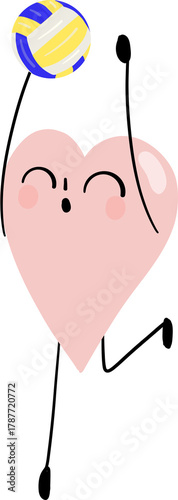 illustration of heart character  hit valleyball