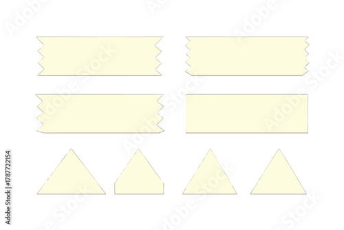 Beige masking tape pieces and geometric shapes for notes and labels