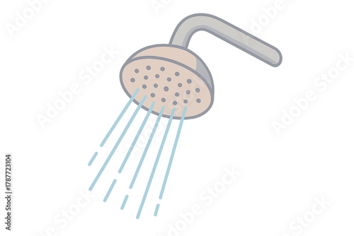 Minimalist shower head fixture with flowing water streams icon