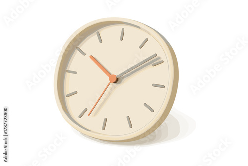 Minimalist round wall clock with cream and peach accents