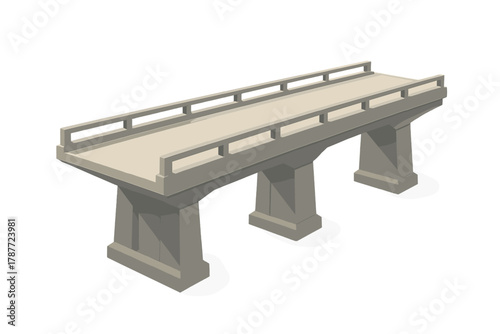 Simple concrete overpass bridge structure with guardrails