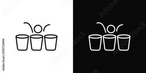 Beer pong icon - stroke design. pixel perfect editable line icons