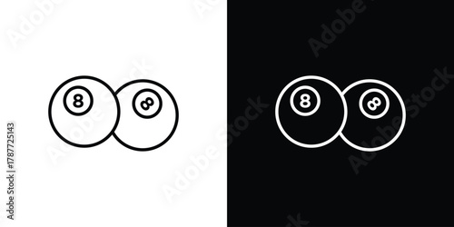 Billiard ball icon - stroke design. pixel perfect editable line icons