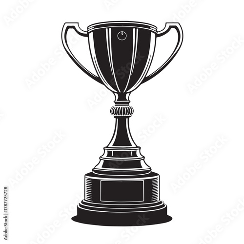 Black trophy Silhouette Vector, High Quality Illustration on White Background