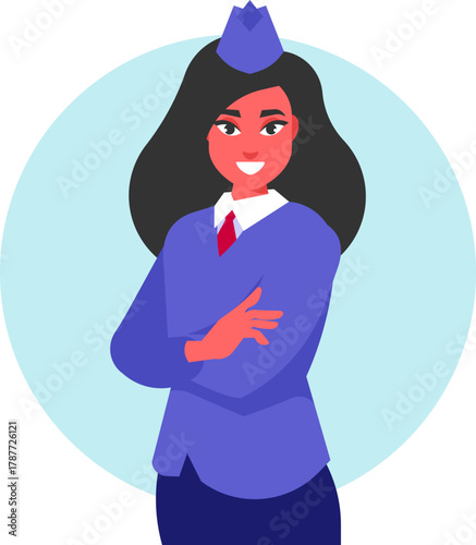 Stewardess Airline Cabin Crew Flight Attendant Vector Illustration