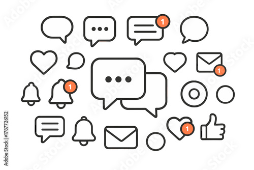 Collection of social media notification icons with badge counters