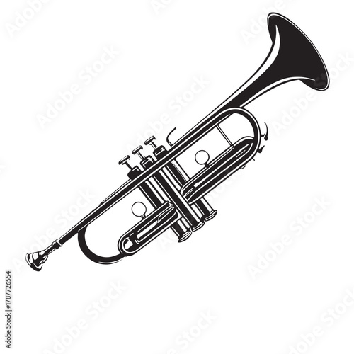 Black trumpet Silhouette Vector, High Quality Illustration on White Background