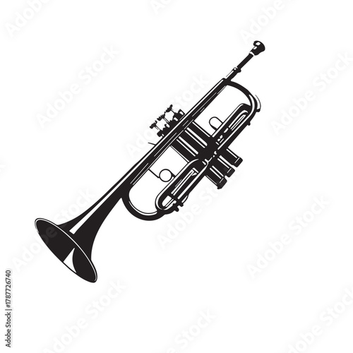 Black trumpet Silhouette Vector, High Quality Illustration on White Background