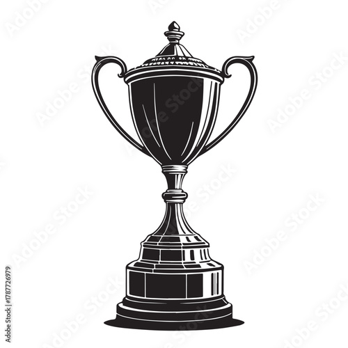 Black trophy Silhouette Vector, High Quality Illustration on White Background
