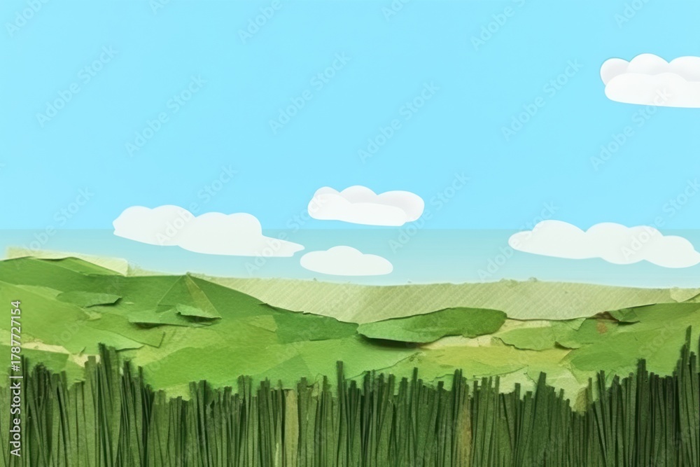 Obraz premium Abstract grass landscape ripped paper outdoors nature plant.