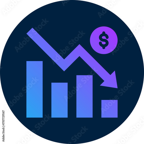 Recession  icon for bankruptcy , website, application, printing, document, poster design, etc