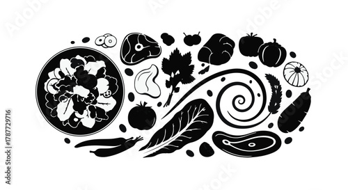 Wholesome assortment of fresh organic vegetables and healthy food items arranged artistically.