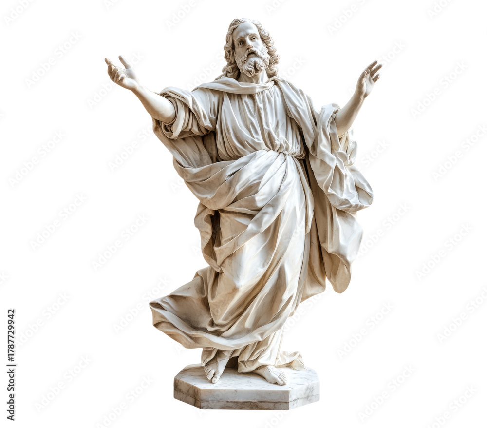 Obraz premium Elegant marble statue of a figure with outstretched arms in motion