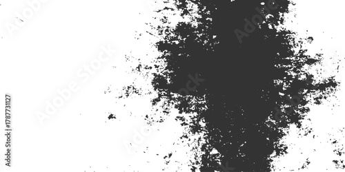 Abstract grunge black ink splash vector background with dirty paint splat texture and decorative border frame design