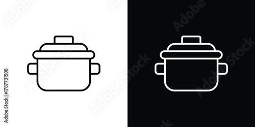 Crock pot icon - stroke design. pixel perfect editable line icons