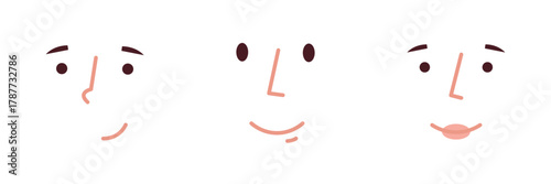 Face for a cartoon character. Icon set, sign or symbol emotion for avatar. Vector illustration. Simple flat design. Isolated on a white background.