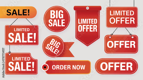 Collection of eyecatching sale and offer badges for promotional marketing campaigns and attracting customer attention effectively