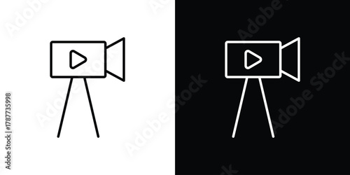Film making icon - stroke design. pixel perfect editable line icons